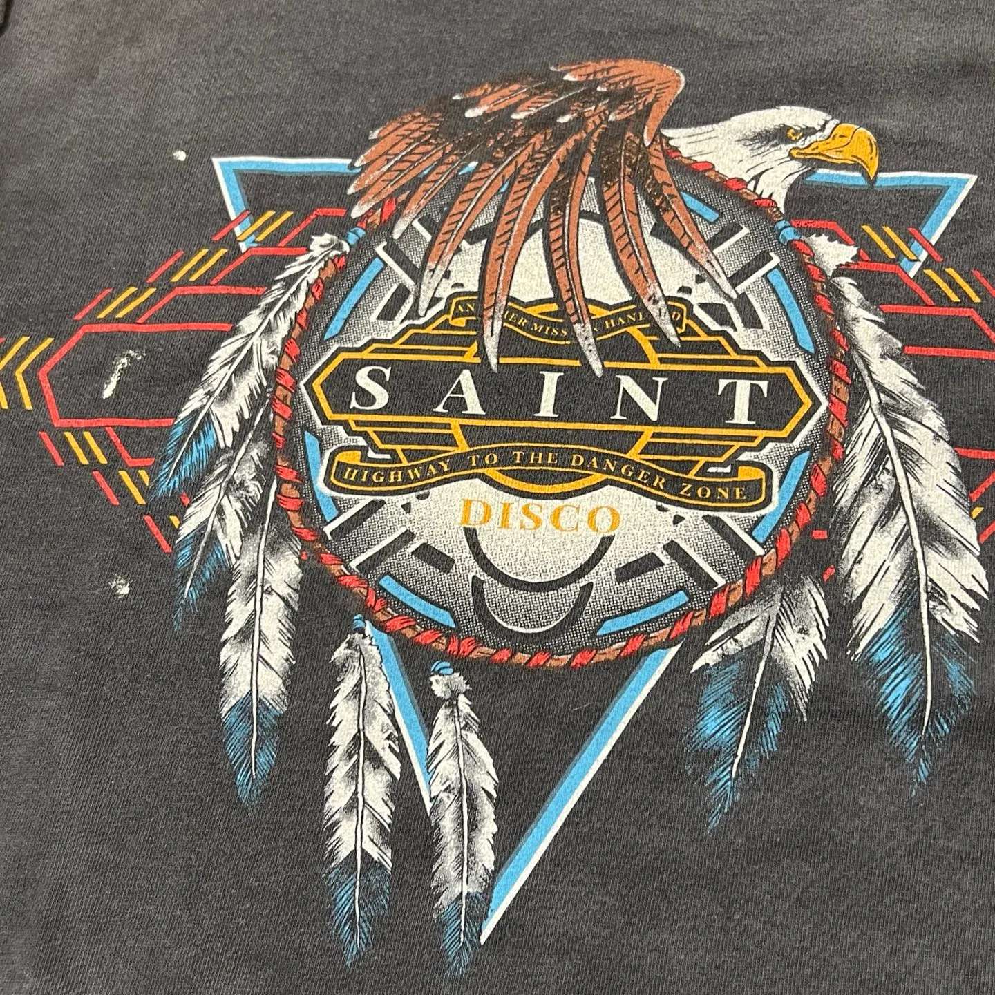 SAINT Mxxxxxx x TEFLON DISCO SAINT DISCO ML_LS TEE/BLK Eagle Feather Spider Web Distressed Long Sleeve S-XL Ready-to-wear Assute dyeing, water spray fading treatment, customized TEFLON DISCO co-branded accessories, hand-splashed ink, wormhole fraying treatment, genuine level printing process